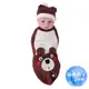 BABYjoe 穿套式實用造型包巾彌月套組-愣愣噠棕熊寶寶