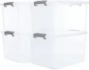Citylife 32 QT Plastic Storage Bins with Latching Lids Stackable Storage Contain