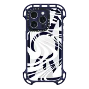 iPhone 16 Pro Ultra Bounce Case MagSafe Compatible Marble Transparent Trippy Wavy Swirl White Spiral Warp Twirl Retro 70s Psychedelic Acid Groovy Abstract Pattern