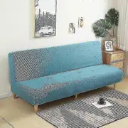 Large Armless Sofa Bed Slipcover Couch Cover Without Armrests Stretch Folding Futon Cover Dust-proof Elastic Removable Jacquard Sky blue L(length16...