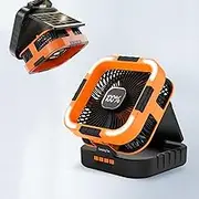 20000mAh Portable Fan Rechargeable With Solar Panel 2-in-1, 6 Speeds Cordless Battery Powered Fan With Led Lantern,Timer, Quiet USB Table Fan For Travel Tent Hurricane Office Home Bedroom(Orange)