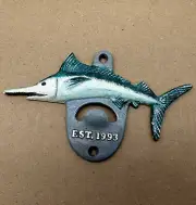 Vintage Rustic Style Swordfish Cast Iron Wall Mount Bottle Opener Man Cave Bar