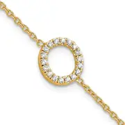 14k Yellow Gold Natural Diamond Sideways Letter O w/ 1in ext. Bracelet