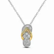 Natural Diamond Accent Flip Flop Pendant in Sterling Silver and 10K Yellow Gold