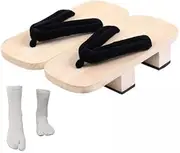 [UxicRuya] 2X Japanese Wooden Clogs Non-Slip with Tabi Socks for Men Women Sandals for Everyday Wear