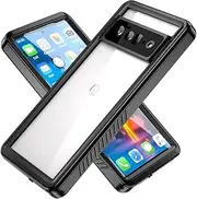 Google Pixel 6 Pro Waterproof Case,Built-in Screen Protector,For Google Pixel 6 Dustproof Shockproof Heavy Duty Defender Case, IP68 Rugged Full Body Underwater Protective Cover - Black (For Google Pixel 6)