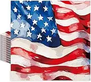 80Pcs Patriotic Paper Napkins American Flag Disposable Napkins 4th of July Red White and Blue Luncheon Dinner Napkins for Independence Day Memorial Day Party Supplies
