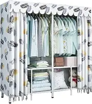 Home Fabric Wardrobe, Large Multifunction Metal Bedroom Closet Easy Installation Design Wardrobe Hanging Storage 170 * 140 * 45CM(Size:170 * 140 * 45CM,Color:C) (C 170 * 140 * 45CM)