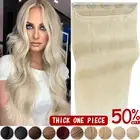 Clip In 100% Real Remy Human Hair Extensions One Piece 3/4 Full Head Weft White#
