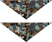 Camouflage Brown Blue 2 Pack Dog Bandanas Snap Button Pet Scarf Cute Pet Accessories for Dogs Cats