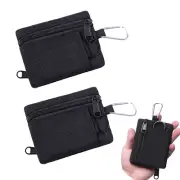 2pcs Black EDC Pouches Wallet with Hook Key Bag Coins Cards Purse Bag Waist Pack