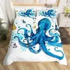 King Teal Blue Octopus Tentacles Duvet Cover Set Sealife Ocean Sea Animal