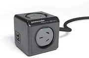 Allocacoc 5400AUEUPCBLACK Extended 4 Outlets Powercube with 2 USB 1.5 Meter Extension Cord, Black