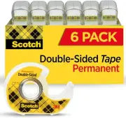3M Scotch Double Sided Tape 1/2 x 500 Inches, 6 Rolls, Total 3000 inches ✅✅✅