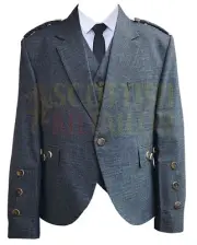 Scottish Tweed Wool Argyll Kilt Jacket & Waistcoat- Men's Argyll Jacket For Sale