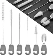 AUMA Straw Cleaning Brush with Handle, Good Grips Bottle Straw Cleaner for Extra Long Wide Straws, Baby Bottle, Tumbler, Pipe, Tube, Lids, Pack of 6 - Gray