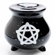 Black Cauldron Money Bank Pentacle Witches Brew Gothic Halloween Decoration