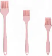 Silicone Brush Set,Pastry Brush, Heat Resistant Long Handle, Basting Brush for BBQ Grill Kitchen Baking, Food Grade 3Pcs（Pink）