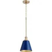 Quorum International 877-3280 Fort Worth Mini Pendant Blue and Aged Brass