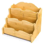Bamboo Greeting Card Display Stand, 3 Tier Card Holder Sticker Display for Craft Show, Retail Counter, Brochure Holder As Shown