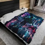 Tanjiro Kamado Velveteen Plush Blanket Cyber Modern Demon Slayer Throw Banket
