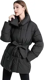 [Generic] Women Parkas Turn-Down Collar With Belted Long Sleeve Winter Loose Cotton Padded Coats
