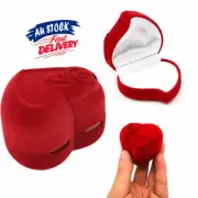 Luxury Love Heart Engagement Proposal Wedding Ring Box Red Flocked Gift
