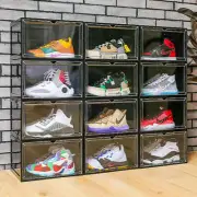 Magnetic Shoe Storage Box Drop Side Open Sneaker Case Stackable Container XL