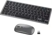 78-Key Ultra Slim Compact Wireless Keyboard & Mouse Combo for Mac/PC Black Grey