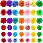 Saintrygo 42 Pcs Dog Collar Flowers for Dogs Dog Bows for Dog Collar Cute Dog Grooming Bows Dog Collar Accessories Embellishments Dog Flower Bow Ties Dog Charms Flower for Puppy Dog Pet