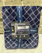 Brookstone NAP Super Soft Plush Blanket Twin /XL Size Blue Purple Throw Dorm NEW