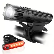 Bicycle Lights Set Powerful Front and Rear Taillight LED USB Rechargeable Waterproof Cycling Flashlight Bike Headlight L