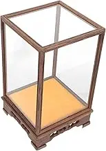 Ciieeo Glass Craft Holder Solid Wood Display Case Statue Display Collectible Toy Display Model Holder Home Display Box Antique Model Storage