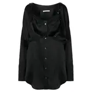 [T By Alexander Wang] 絲質查米尤斯綢緞分層襯衫式連身裙