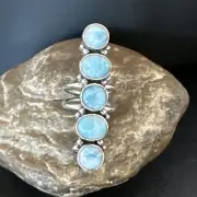 WoMens Blue Larimar Navajo Sterling Silver Ring Size 8 15931