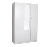 Design Square Modern 3-Door Multi-Purpose Wardrobe Closet Clothes Storage Cabinet - White