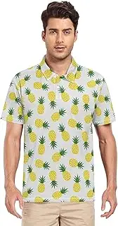 [ZZXXB] Tropical Pineapple Print Men's Polo Shirts Short Sleeve Quick Dry Athletic Outdoor Sports Golf Shirts S-XXL