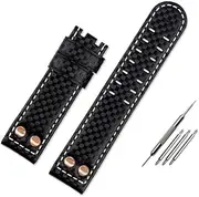 [TIOYW] 22mm Carbon Fiber Genuine Leather Sweat proof Replacement Bracelet Band Men Watch Accessories For Hamilton Khaki Field Watch