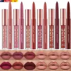 12Pcs Matte Liquid Lipstick + Lip Liner Pens Set, One Step Lips Makeup Sets Pigm