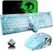 XINMENG X9 104-Key Wired Mechanical Gaming Keyboard and Mouse,White LED Backlit