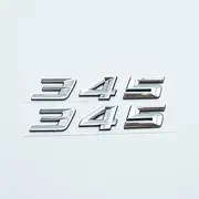 Pair Set 345 Emblem 3D Badge Fits for Passenger & Driver Side Rear Body Sticker Decal Nameplate (Silver)