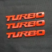 3x Red TURBO Big Glossy Metal Badge Emblem Decal Sticker Sports Diesel V6 Pickup (for: MG)