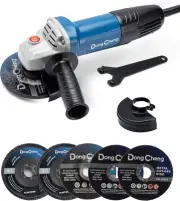 DongCheng Angle Grinder 4-1/2 inch 6.7-Amp Paddle 6.7 AMP Switch, Blue