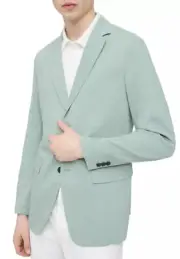 Theory Mens Clinton Good Linen Blazer 42 Regular Blue Surf - NWT $445
