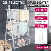 3 Tier Electric Heated Towel Rack Laundry Shoe Clothes Airer Warmer Dryer Stand