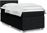 vidaxl Box Spring Bed with Mattress - Black King Single Fabric, Pocket Spring, Washable Topper, Bedroom