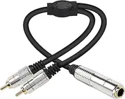 XMSJSIY 6.35mm to 2 RCA Splitter Cable, 6.5mm 1/4" Female TRS to Dual RCA Male Stereo Audio Connector Wire Adapter-50cm/19.6Inch
