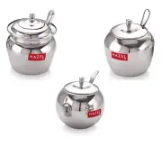 Stainless Steel Oil and Ghee Pot Container With Spoon & Lid for Multipurpose Use