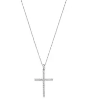 Bloomingdale's Fine Collection Diamond Micro-Pave Cross Pendant Necklace in 14K White Gold, 0.50 ct. t. w.