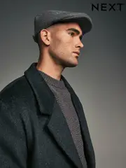 Charcoal Grey Wool Blend Flat Cap (946062) | $25